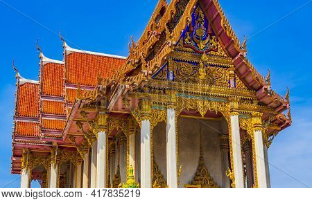 Colorful Wat Don Mueang Phra Arramluang Buddhist Temple Bangkok Thailand.