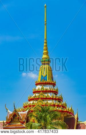 Colorful Wat Don Mueang Phra Arramluang Buddhist Temple Bangkok Thailand.