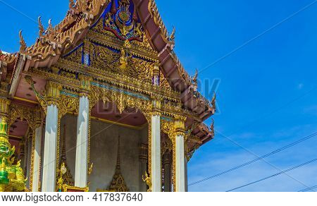 Colorful Wat Don Mueang Phra Arramluang Buddhist Temple Bangkok Thailand.