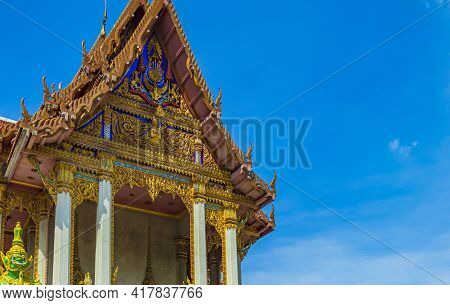 Colorful Wat Don Mueang Phra Arramluang Buddhist Temple Bangkok Thailand.
