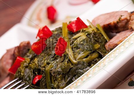 Closeup di Broccoli Rabe piastra