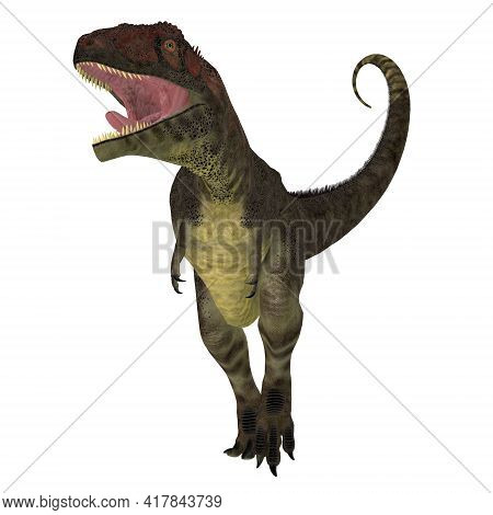 Mapusaurus Dinosaur Aggression 3d Illustration - Mapusaurus Was A Carnivorous Theropod Dinosaur That