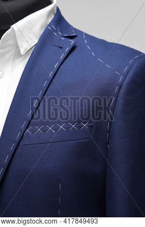 Semi-ready Jacket And Shirt On Mannequin, Closeup View