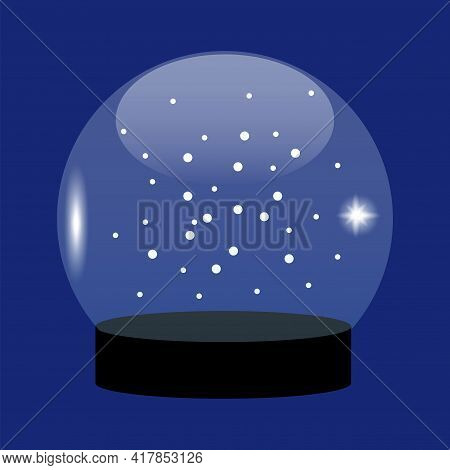 Blank Christmas Ball. Christmas Background. Blue Background. Holiday Winter Design. Vector Illustrat