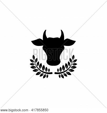 Cow Head. Line Icon. Farm Animal. Beef, Milk, Lactose Symbol. Food Label. Vector Illustration Isolat