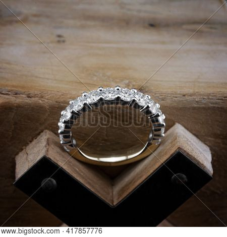 A Diamond Eternity Ring, Also Known As An Infinity Ring, Symbolizing Never Ending Love, Sitting On A