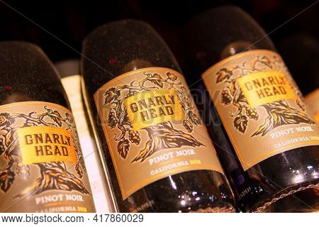 Tyumen, Russia-april 21, 2021: Bottle Of Gnarly Head Wine, Delicato Is One Of The Most Successful Am