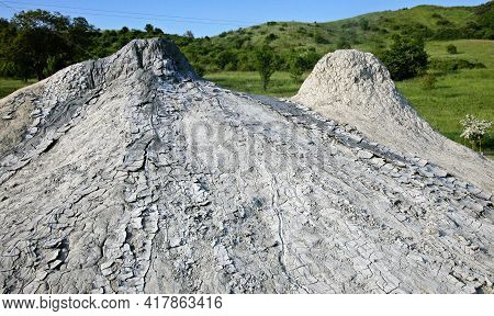 Mud Volcano Flowing Down Clayey Mud Mixed With Hydrocarbons. Natural Reserve Salse Of Nirano: Modena
