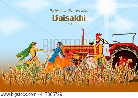 Vector Illustration Of Celebration Of Punjabi Festival Vaisakhi Background