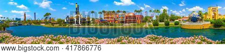 Orlando, Usa - May 8, 2018: The Panorama Of Universal City Walk Near The Entrance Of The Universal S