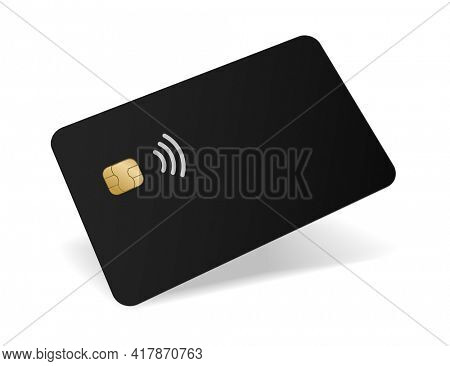 Credit debet plastic card with chip 3d icon isolated on white background