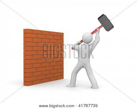 Mann schlägt Wand