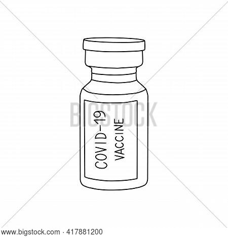 Simple Illustration Of A Syringe And Vaccine In The Style Of A Flat Illustration