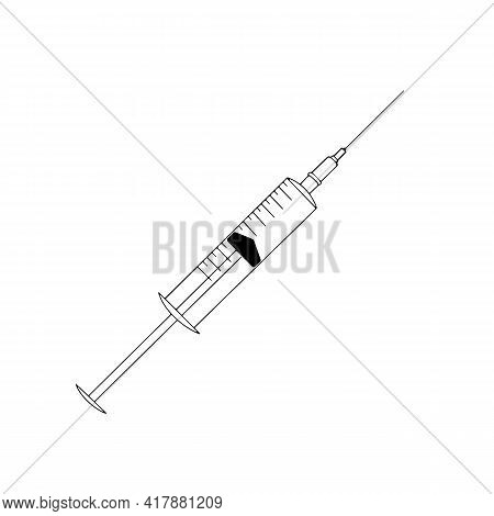 Simple Illustration Of A Syringe In The Style Of A Flat Illustration