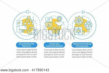 E-trash Recycling Paces Vector Infographic Template. Shredding, Sorting Presentation Design Elements