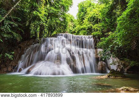 Landscape Of Huai Mae Khamin Waterfall Srinakarin National Park At Kanchanaburi Thailand.huai Mae Kh