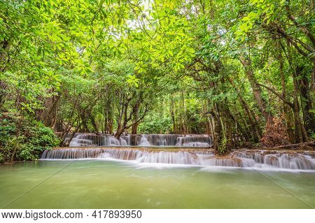 Landscape Of Huai Mae Khamin Waterfall Srinakarin National Park At Kanchanaburi Thailand.huai Mae Kh