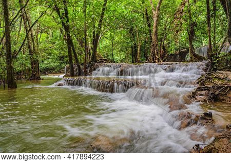 Landscape Of Huai Mae Khamin Waterfall Srinakarin National Park At Kanchanaburi Thailand.huai Mae Kh