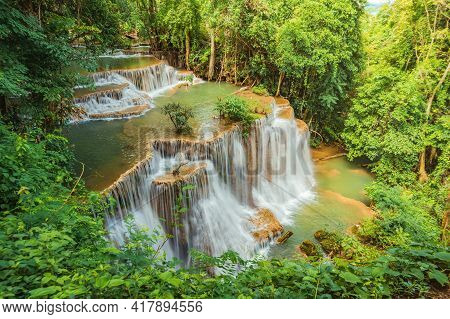 Landscape Of Huai Mae Khamin Waterfall Srinakarin National Park At Kanchanaburi Thailand.huai Mae Kh