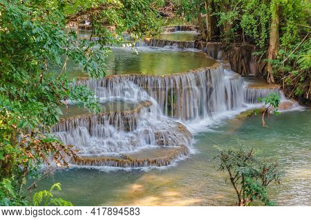 Landscape Of Huai Mae Khamin Waterfall Srinakarin National Park At Kanchanaburi Thailand.huai Mae Kh