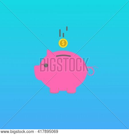 Piggy Bank Icon In Color Flat Style. Graphic Illustration. Money Box Sign. Pig Container Symbol Or B