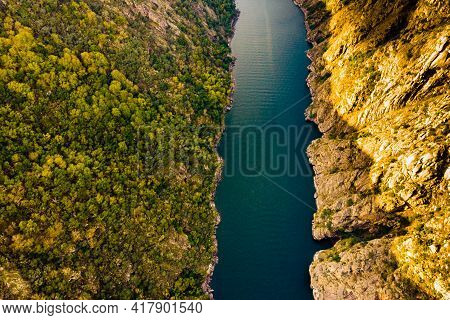 Aerial View Of River Sil Canyon In Parada De Sil In Galicia, Spain