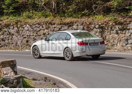 White Bmw 320d On Road In Bihor, Romania, 2020