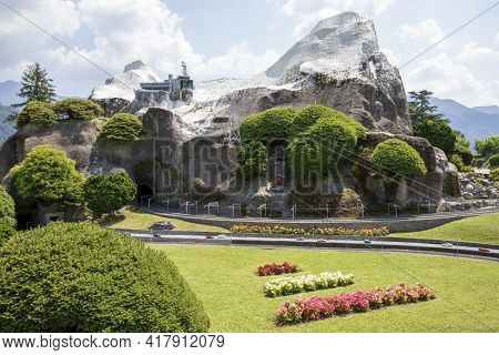 Melide / Switzerland - June 21, 2020: A View Of Swissminiatur, Open-air Miniature Park Placed In Mel