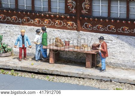 Melide / Switzerland - June 21, 2020: A View Of Swissminiatur, Open-air Miniature Park Placed In Mel