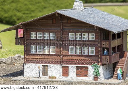 Melide / Switzerland - June 21, 2020: A View Of Swissminiatur, Open-air Miniature Park Placed In Mel