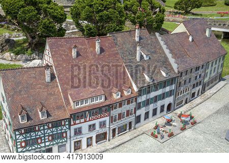 Melide / Switzerland - June 21, 2020: A View Of Swissminiatur, Open-air Miniature Park Placed In Mel