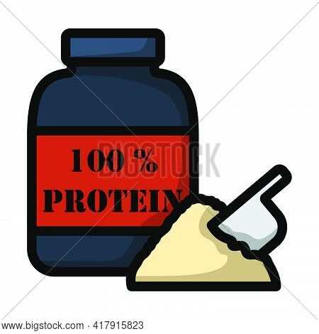 Icon Of Protein Conteiner. Editable Bold Outline With Color Fill Design. Vector Illustration.