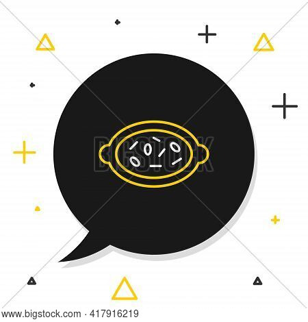 Line Kheer In A Bowl Icon Isolated On White Background. Traditional Indian Food. Colorful Outline Co