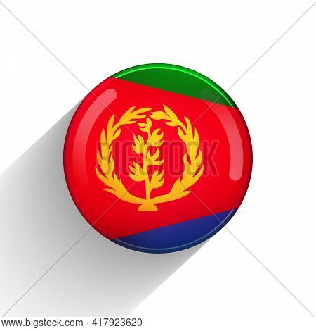 Glass Light Ball With Flag Of Eritrea. Round Sphere, Template Icon. Eritrean National Symbol. Glossy