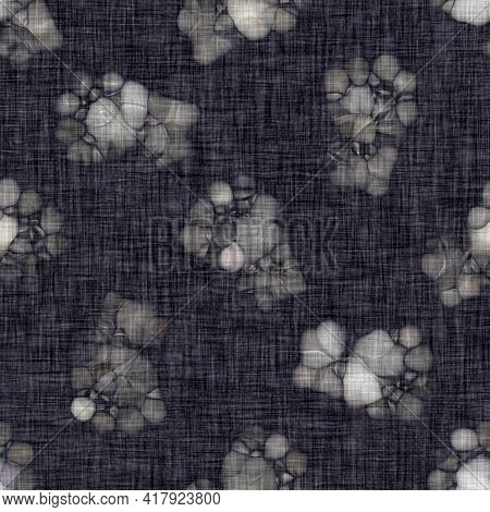 Rustic Blotched Charcoal Grey French Linen Woven Texture Background. Blobby Neutral Old Vintage Clot