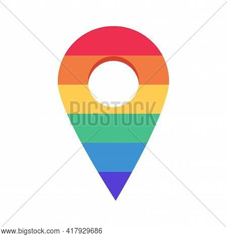 Rainbow Location Point Vector Flat Icon Design Isolated On White Background. Geolocation Mark, Lgbt,