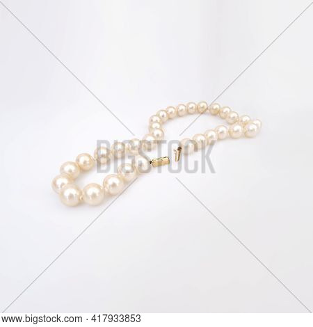 Pearl Precious Necklace Isolated On White Background