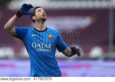 Torino, Italy. 18th April 2021. Antonio Mirante Of Henrikh Mkhitaryan  During The Serie A Match Betw