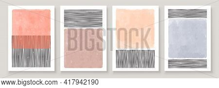 Set Of Abstract Hand Painted Illustrations For Wall Decoration Art, Postcard, Social Media Banner, B