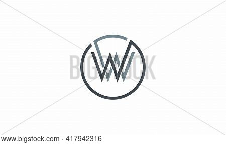 Circle W Or Ww Logo Letter Isolated On White Background.