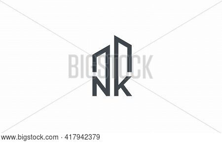 Building Nk Logo Letter. Isolated On White Background.