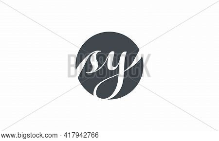 Circle Sy Script Logo Concept Isolated On White Background.