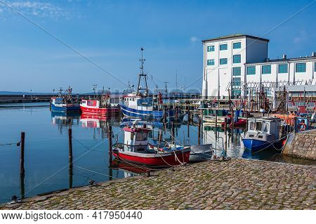 Fishing Boats In The Port Of Sassnitz On The Island Ruegen, Germany.