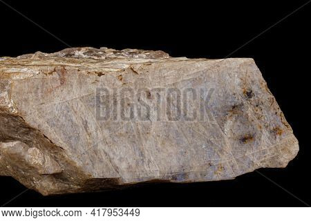 Macro Of A Stone Moonstone Mineral On A Black Background
