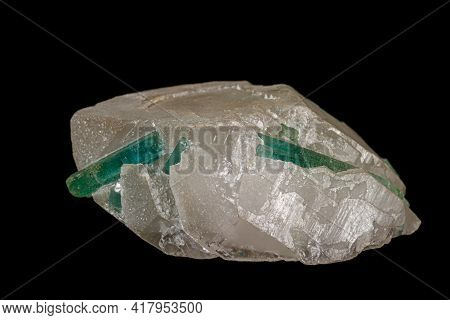 Macro Tourmaline Mineral Stone On Black Background