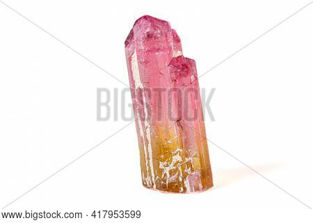 Macro Tourmaline Mineral Stone On White Background