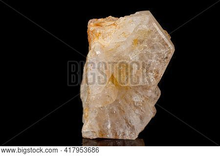 Macro Tourmaline Mineral Stone On Black