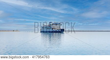Ferry At The Entrance To The Port, Carloforte, South Sardinia