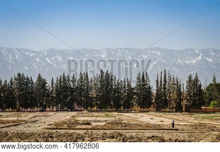 Panorama Of Atlas Mountain With Snow Of Midelt City In Morocco, Africa, April 2015