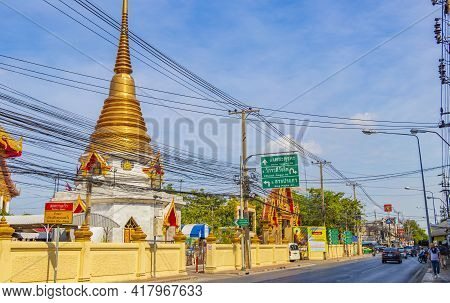 Colorful Wat Don Mueang Phra Arramluang Buddhist Temple Bangkok Thailand.